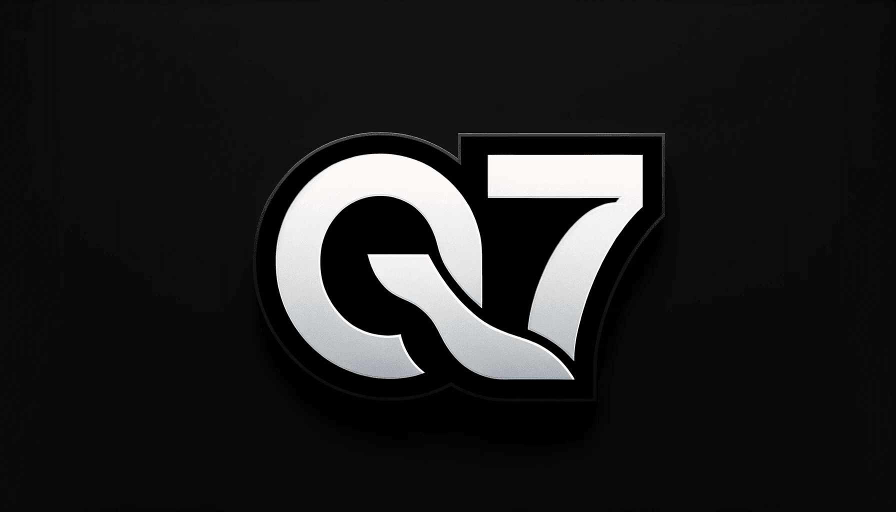 DALL·E 2023-12-20 17.49.24 - A simplified logo design with a black background and a large, silver 'Q7' in the center. The letters should be styled in a more straightforward and le.png